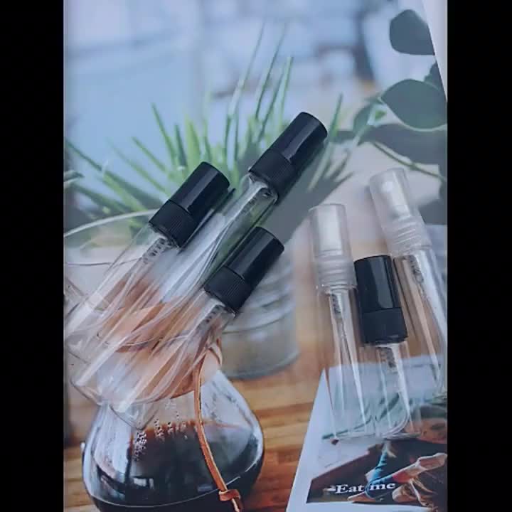 KKC Botol Spray Vial kaca mini 2ml 3ml 5ml 10 ml botol refill parfum bening hitam travel size