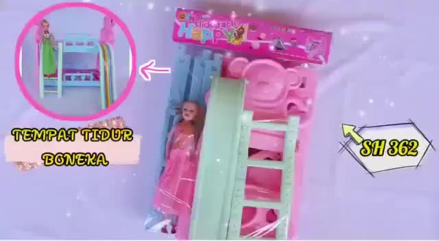 Mainan Anak Perempuan Boneka SH 362 - Satu Set Tempat Tidur Tingkat dengan Tangga dan Seluncuran - Toys, Dolls
