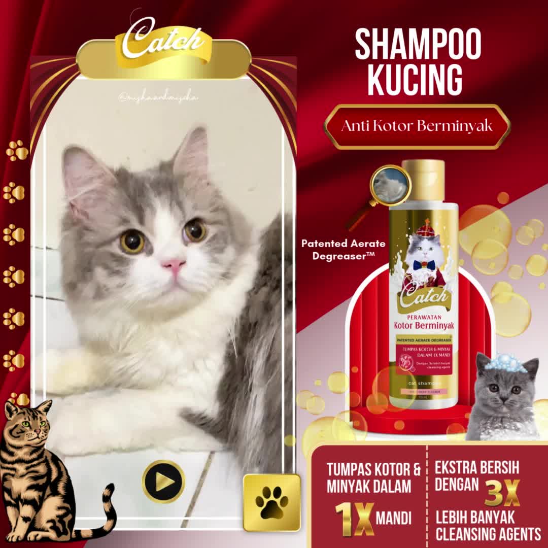 Catch - Shampoo Degreaser Kucing -  Tumpas Kotor & Minyak dalam 1x Mandi dengan Patented Aerate Degreaser