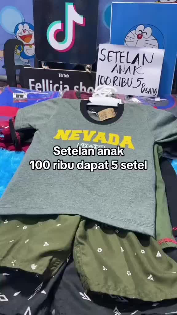 Promo Paket 100rb Dapat 12 pcs Baju + Celana Anak Chinos  Katun polos Laki-Laki Perempuan Setelan Fashion one set