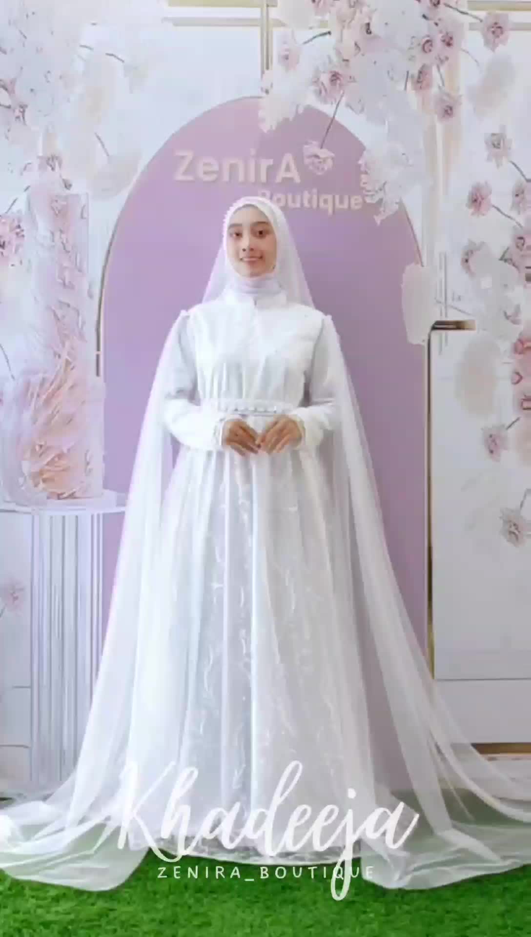 KHADEEJA Wedding Dress FREE VEIL dan tile Wings slayer Mewah dan murah / Gaun pernikahan putih / akad / prewedding