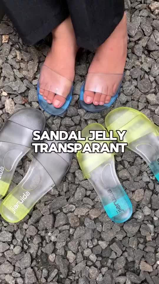 OKAIDO SHOP Sandal Slip On Wanita Cewek Jelly Crystal Transparan Kekinian Karet Wanita Sendal Selop Cewek sandal
