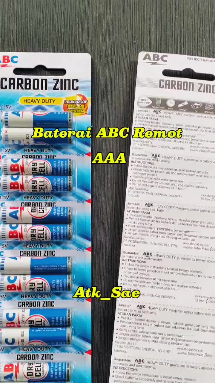 Baterai ABC AAA Ukuran Kecil Warna Biru untuk Remote dan Mainan Elektronik - 12 Pcs