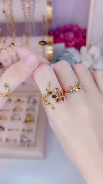 Cincin Titanium LUCIA adjustable Anti karat stainless steel gold bunga aesthetic lucu unik beeblink titanium Rings