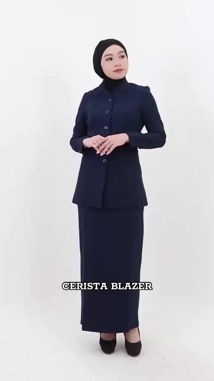 Seragam Guru biru dongker set Rok (274)