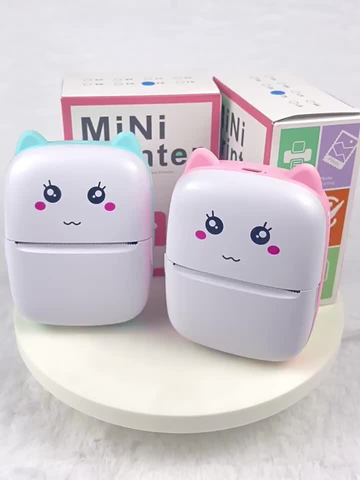 SMARTCOM Mini Printer Thermal Bluetooth 58mm Cute CAT Cetak Gambar Foto Memo