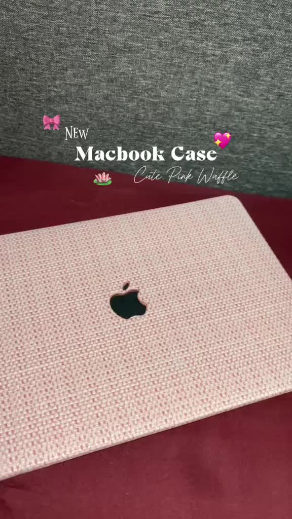 Case Laptop 13” Support Macbook Waffle Rajut with Logo Cut Out Hard Case Colorful Pastel Mac Pro 13” / Mac Air 13” 13.6” M1 M2 M3 M4  Laptop Computer Pc Casing Pelindung Transparan
