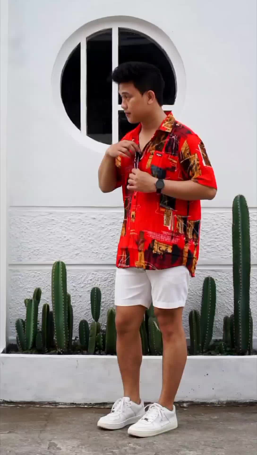 SHK Kemeja Hawai vintage Baju Cowok cewek Pendek Amarillo MOTIF OVERSIZE