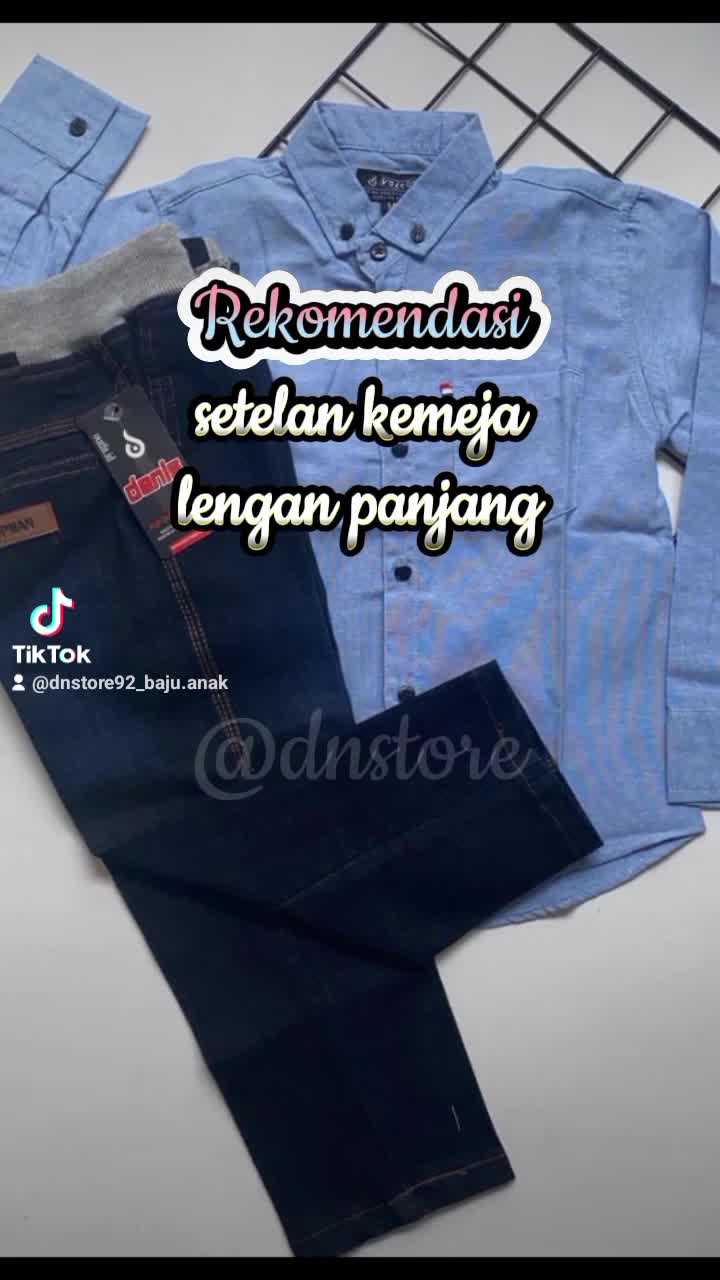 Setelan Kemeja Anak Laki laki Lengan Panjang Celana Jeans 3-9 Tahun Fashion