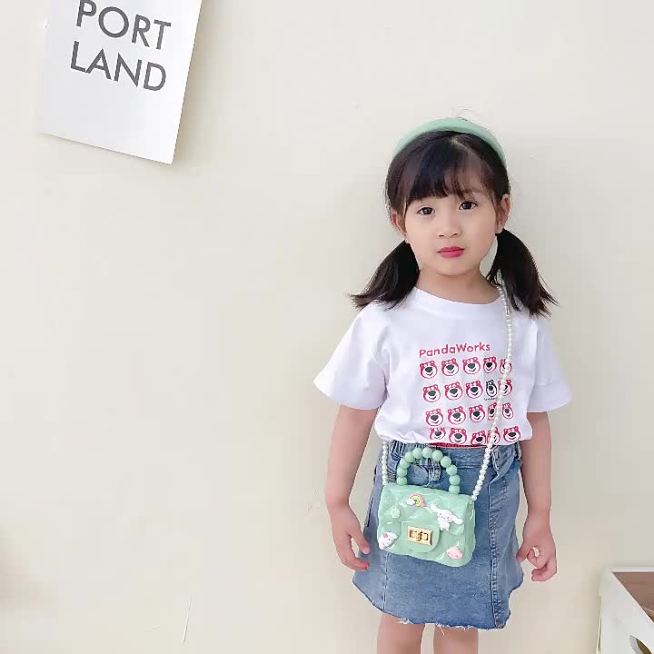 HYGGE-Tas Mutiara Jeli Stiker 3D Tas Selempang Anak Fashion