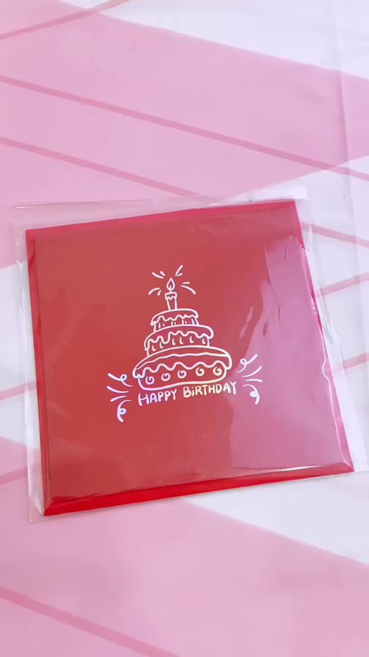 COD (YBL) Kartu Ucapan Pop Up 3D Bentuk Kue Ulang Tahun Kartu Ucpana Ulang Tahun Happy Birthday Card Berwarna-Warni Kartu Ulang Tahun Hadiah Ulang Tahun Perlengkapan Pesta (BELI LOKAL)