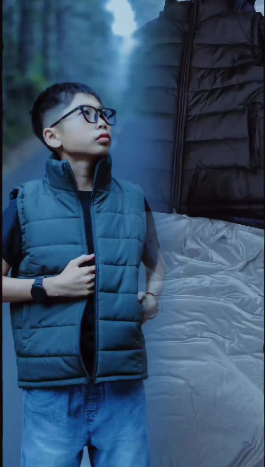 rompi gelembung winter puffer anak laki laki Perempuan umur 4-13 tahun Laki-Laki Wanita Lengan Fashion