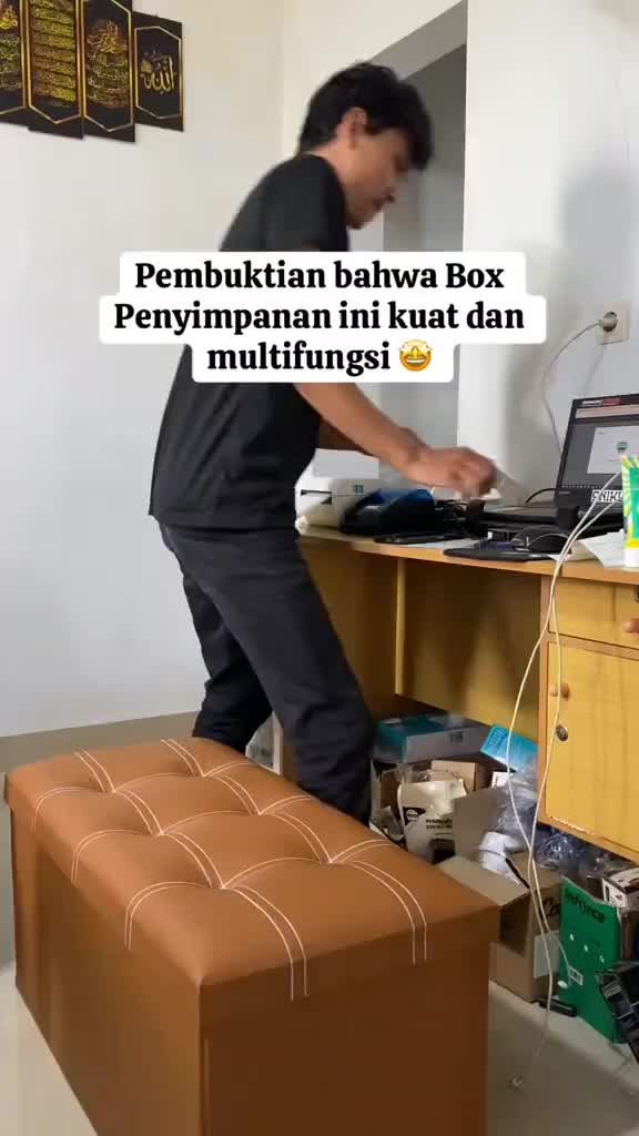 (LOKAL) Storage Box Kotak Sofa Penyimpanan Kursi Penyimpanan Barang Bangku Serbaguna Kotak penyimpanan Kayu Kulit