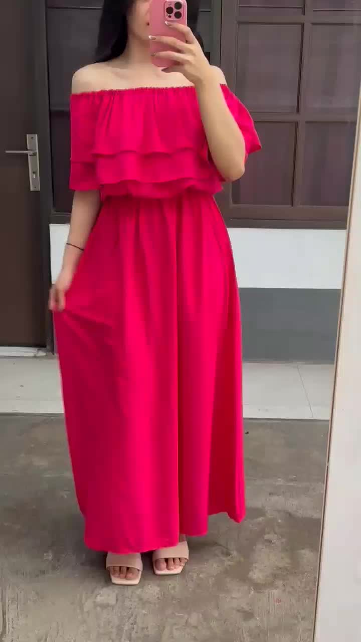 KYLEA DRES POLOS PANTAI PARTY SANTAI Casual Baju Wanita Panjang Gaun Pesta Hitam
