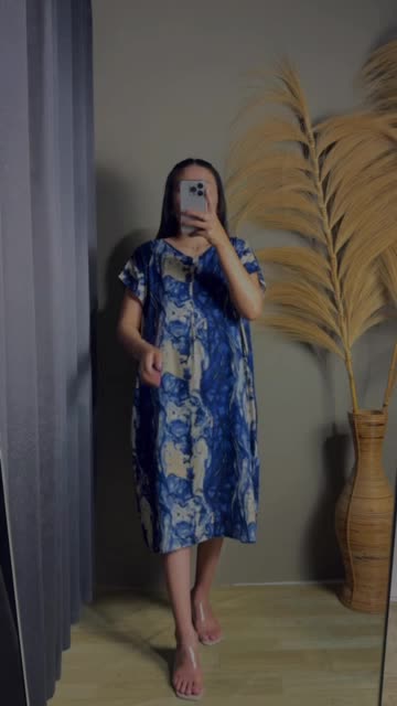 DASTER PANJANG SELUTUT KEKINIAN BUSUI BAHAN ADEM DAN HALUS Kain Rayon Nyaman Pendek Tidur Tangan Dress Bumil Semata kaki Tidak Kancing Non Ruffle Tipis