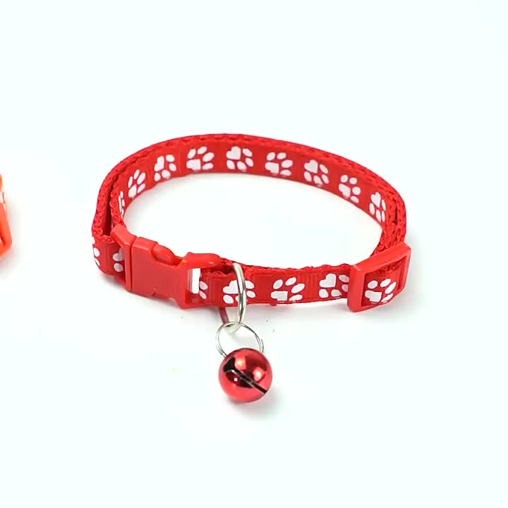 Kalung Kucing Lonceng Hewan Peliharaan Tali Leher Anjing Kecil Lonceng Pet Collar Dog Kitten Adjustable Motif Tapak Kaki Murah Import