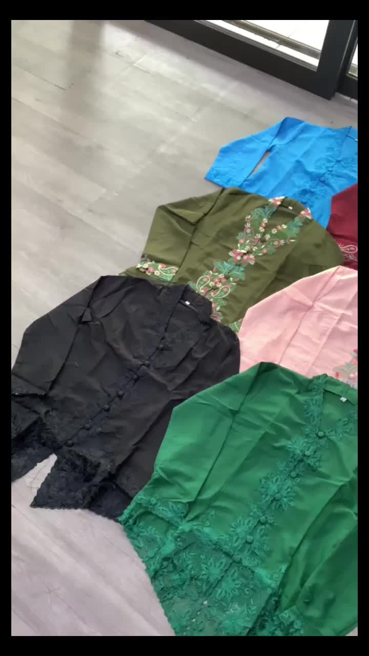 Kebaya Encim Bordir Modern Putih Bordir Warna Lengan Panjang Wisuda Kondangan Kantor Modern Pesta