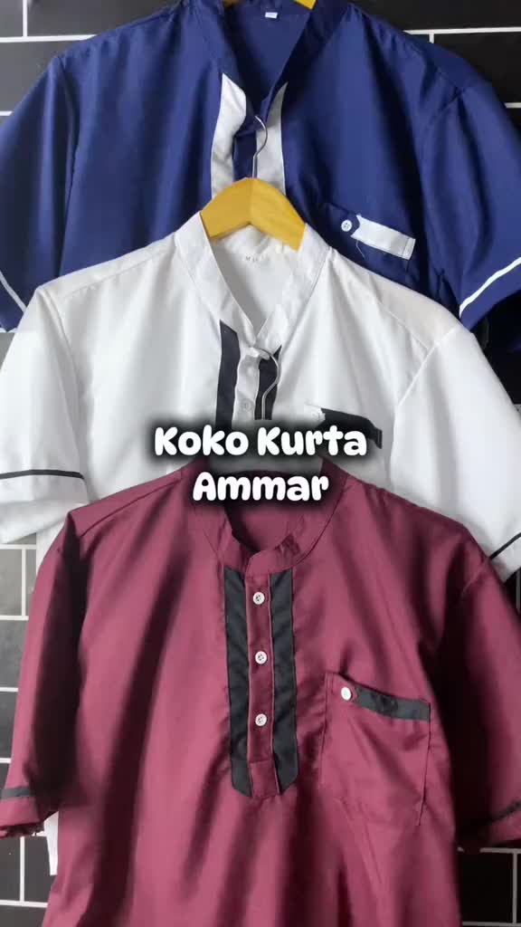 BAJU KOKO KURTA AMMAR LENGAN PENDEK FULL KATUN