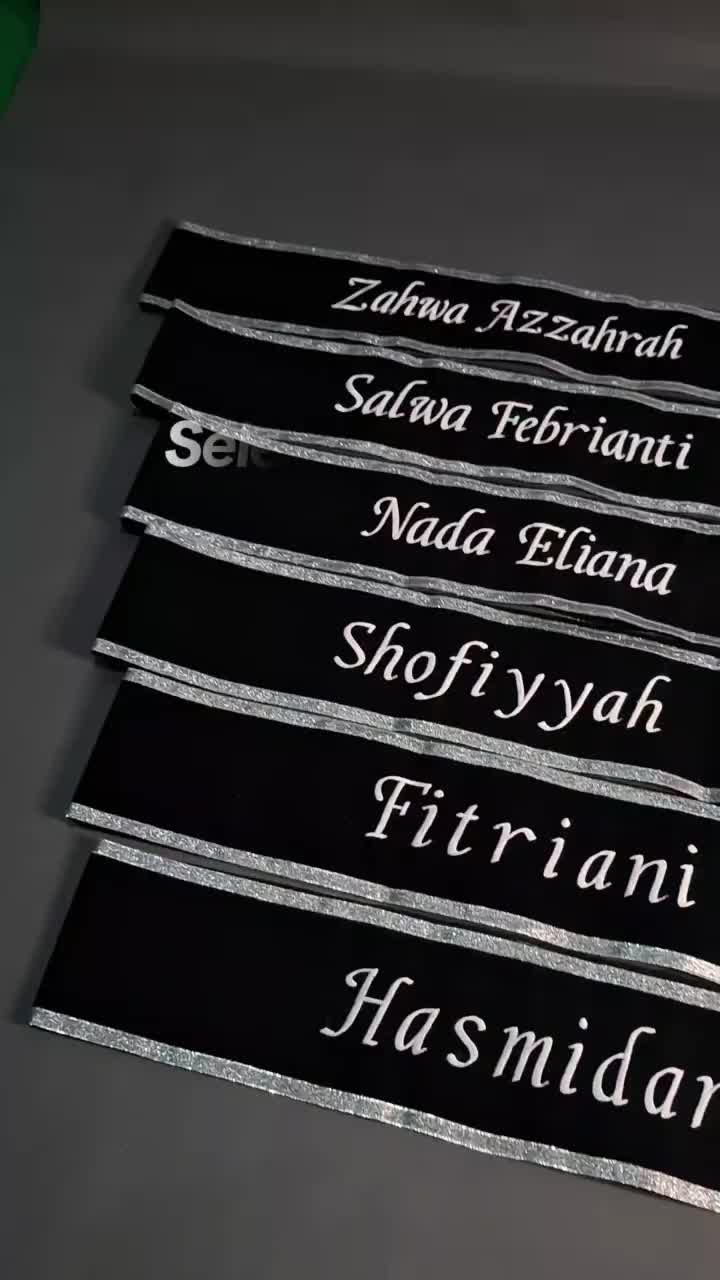 (Sehari Jadi) Selempang wisuda Bordir Lis Pita Glitter