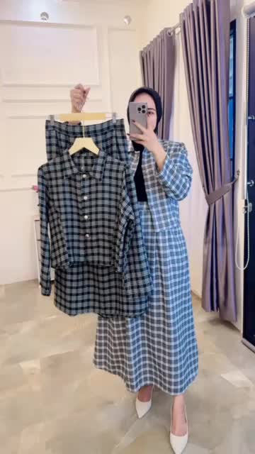 Fiar Fashion Setelan Rok Amora setrok motif kotak setelan wanita  elegan out fit fashion kekinian Casual Blazer Dewasa Karet Muslim Remaja Panjang Simple