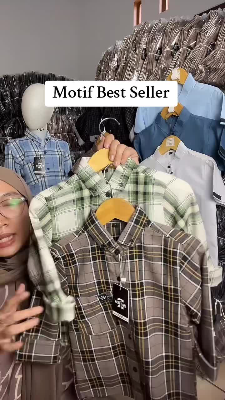 Rufika 7-12 tahun Kemeja Anak Laki Laki Cowok Pria Lengan Panjang Flanel Flannel Fashionable