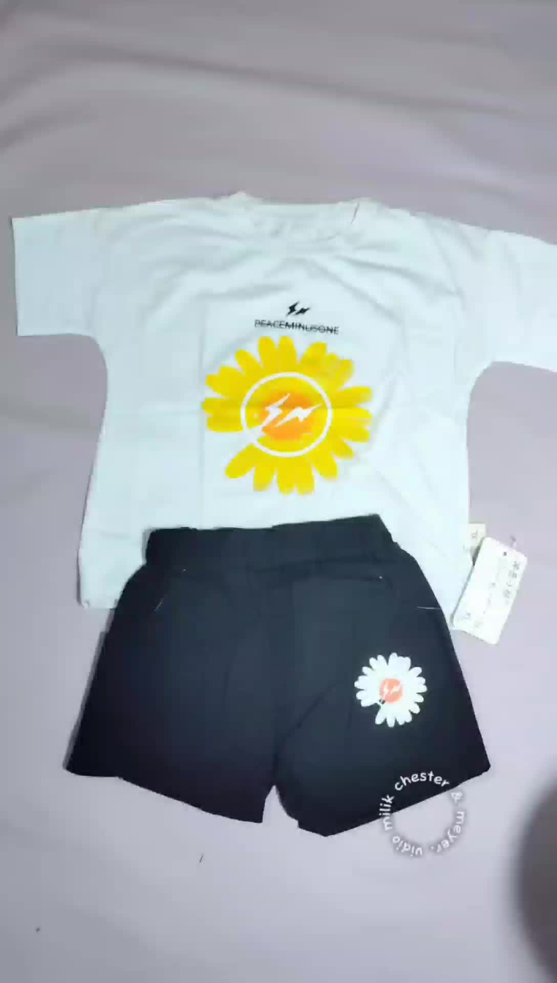 Setelan Anak Perempuan Korea style Motif Daisy Baju Atasan Kaos Bawahan Celana Pendek Import Fashion