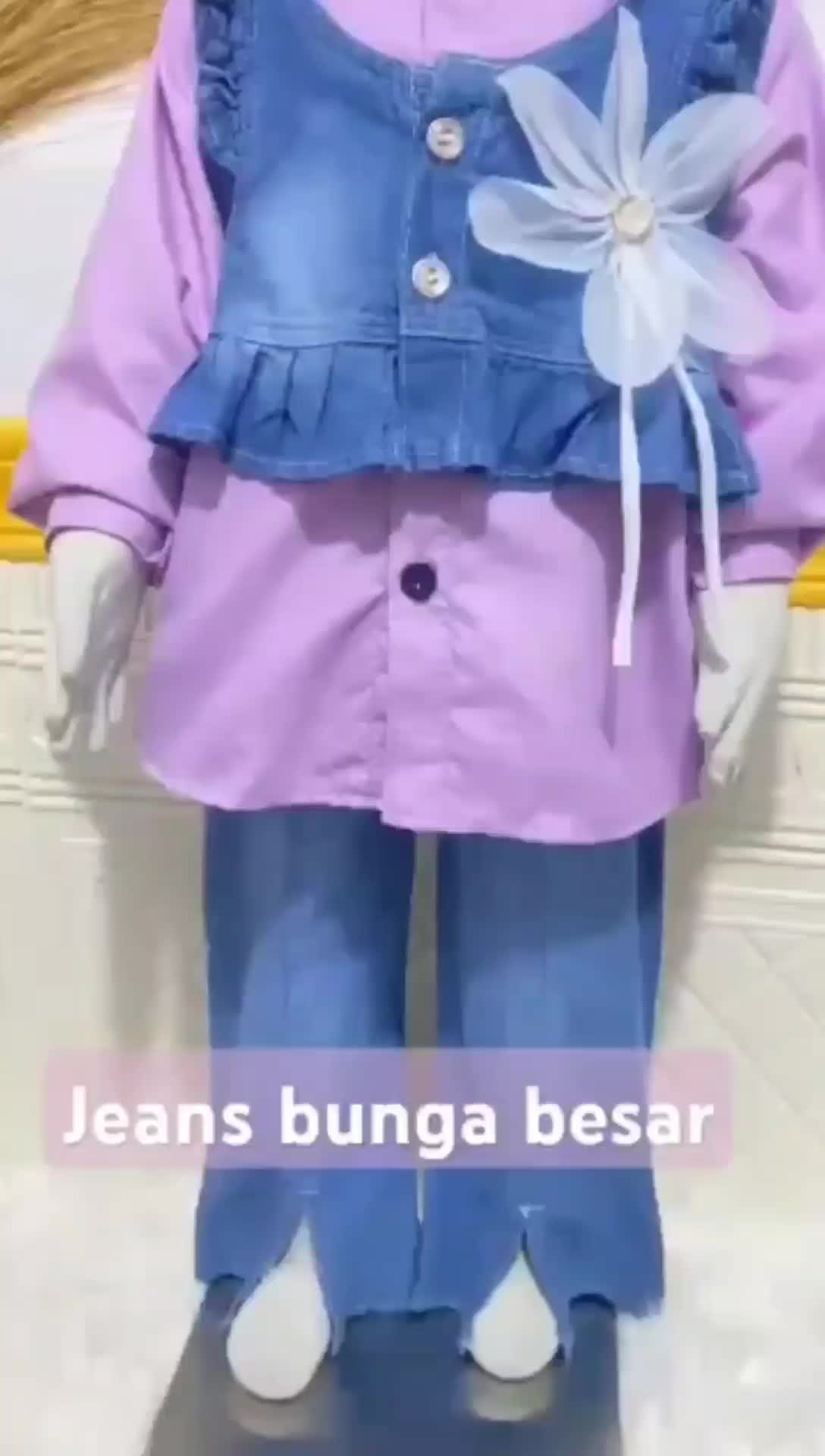 SETELAN 3 IN 1 ROMPI LEPAS CELANA JEANS CUTBRAY ANAK PEREMPUAN/SETELAN ANAK VIRAL TERBARU USIA 3 TAHUN -12 TAHUN
