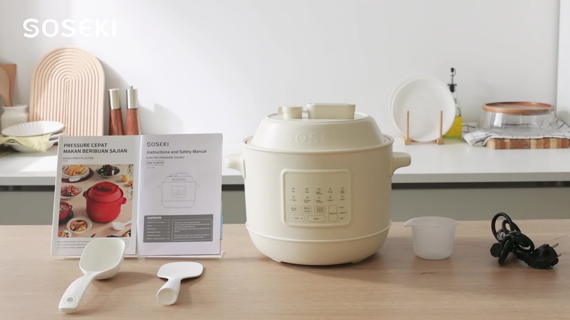 SOSEKI Panci Presto Listrik Multifungsi 1.2L / 10 Menu Pressure Cooker Electric Fitur Lepas Tekanan Otomatis