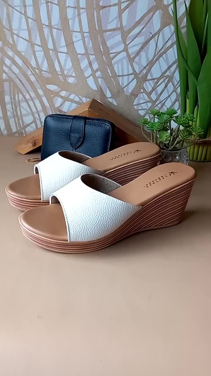 Sandal Sendal Selop Kulit Asli Wedges Wanita Papirut Odense Series