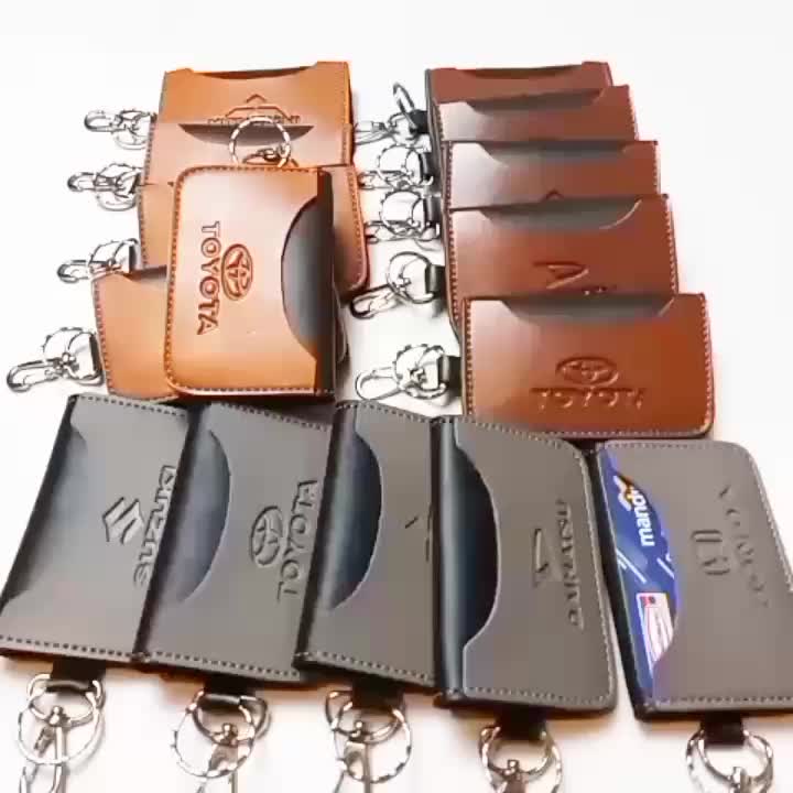 Gantungan Kunci STNK Mobil Motor Kulit dengan Slot 3 Slot