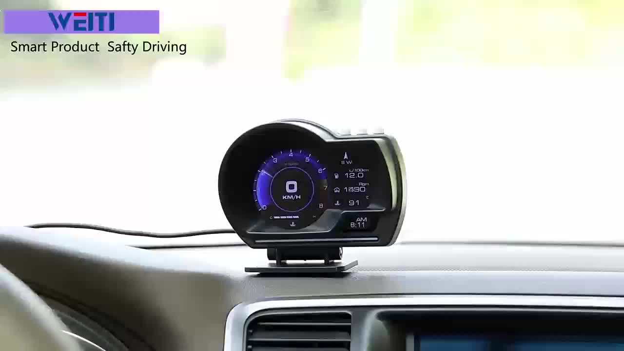 Car Smart Gauge P6 OBD2+GPS HUD Smart Car Layar Display Hd Sistem Kode kesalahan bisa dihapus