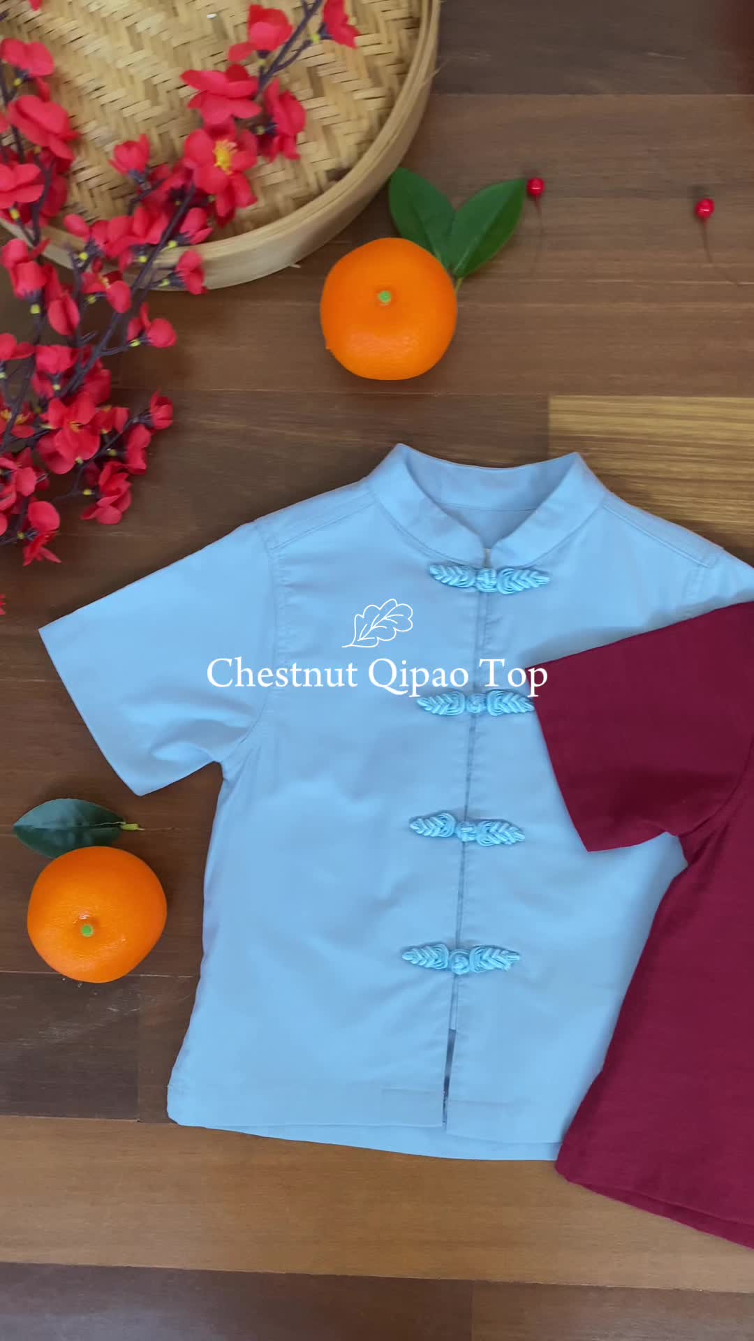 LEWIS EMMA - Chestnut Qipao Top Atasan Anak Lengan Pendek / Baju Atasan Lengan Pendek