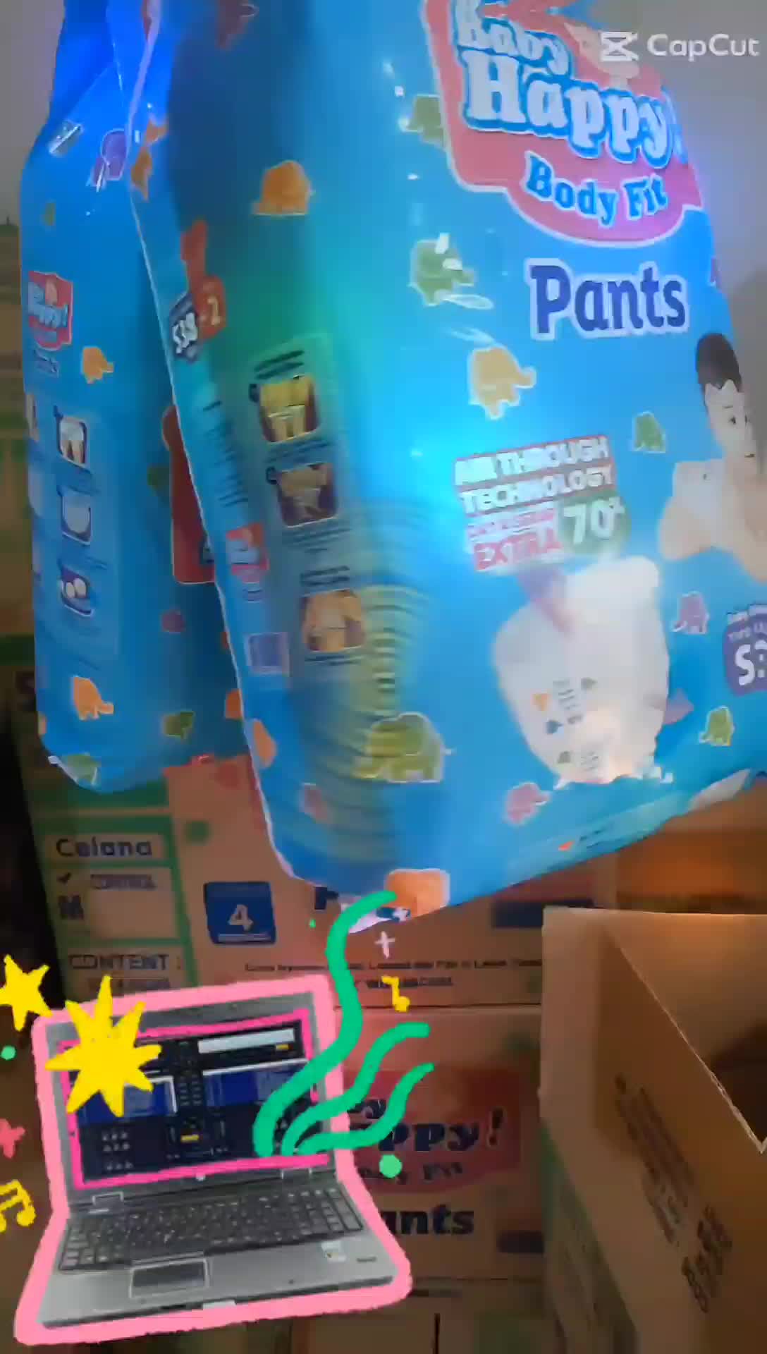 [2 Ball]  Baby Happy Pants S38 || M32 || L28 || XL26 || XXL24 Diapers Bayi Dan Anak Anak Type Celana