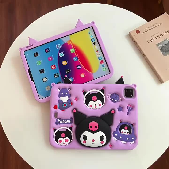 Casing For Xiaomi Redmi Pad 2 11" 2025 Universal / Redmi Pad SE 11 Inch 2023 Softcase Kuromi Labubu Standing Karakter Kid Lucu Cover Tablet Shockproof Slot Pen Bonus Stylus Tali Motif Silicone Silikon