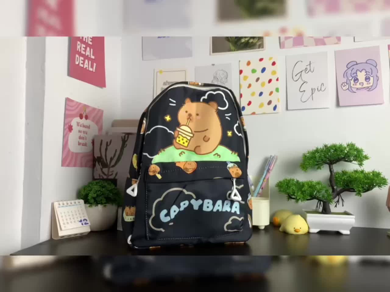 Madroa Tas Ransel Mini Backpack  Anak PAUD TK SD Karakter Hewan Lucu Capybara Korean Style