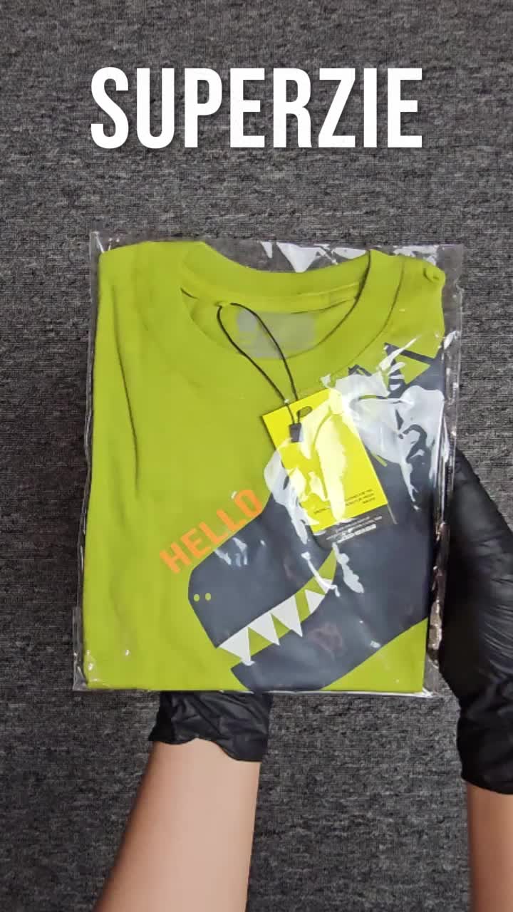 Superzie Baju kaos anak Dinosaurus Laki laki 4-12 Tahun Lengan pendek Motif Dino Tyrex Perempuan Kids