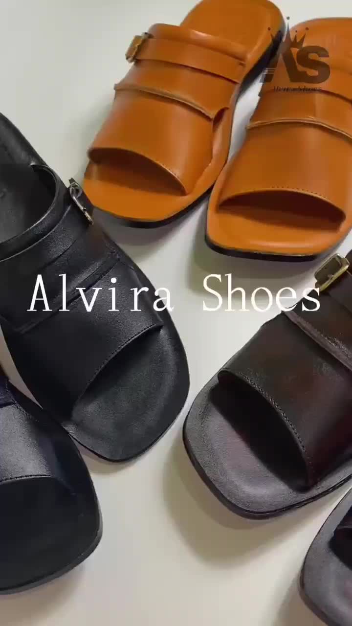Promo Sendal Pria kulit asli, sendal pria trend masa kini kulit asli, sandal viral kulit original, Hitam outsole Karet  TPR premium, cocok untuk Pria Flat simpul tan sandal & sandal jepit Kerja Shoes