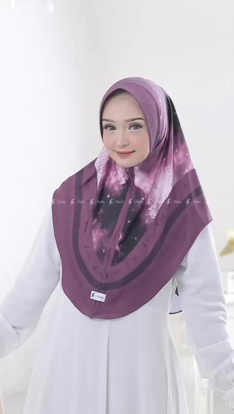 Hijab Instan Galaxy Motif Sublim Printing Bahan Jersey Bay Fals Muslim Kerudung Wanita Dewasa