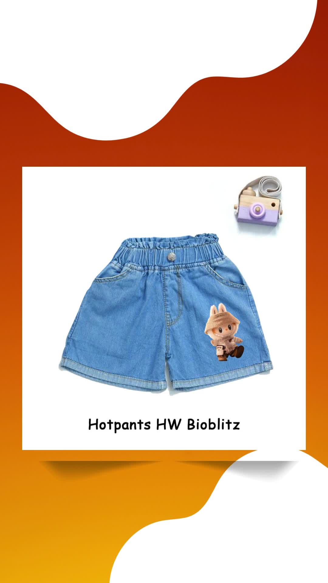 Hot Pants Jeans Anak Cewek Perempuan Motif Karakter Usia 7-13 Tahun Celana