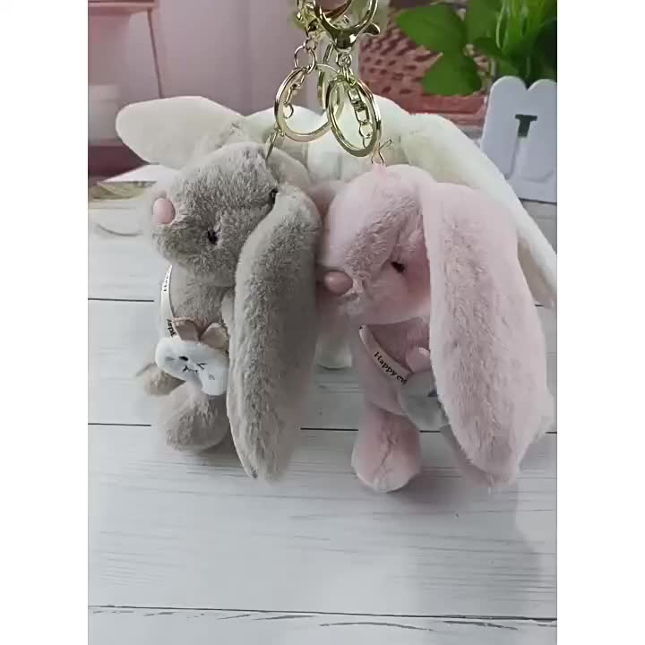 HOWRU | Boneka Plush Bunny Ganci / Gantungan Kunci Fluffy / Keychain / Strap Karakter Lucu