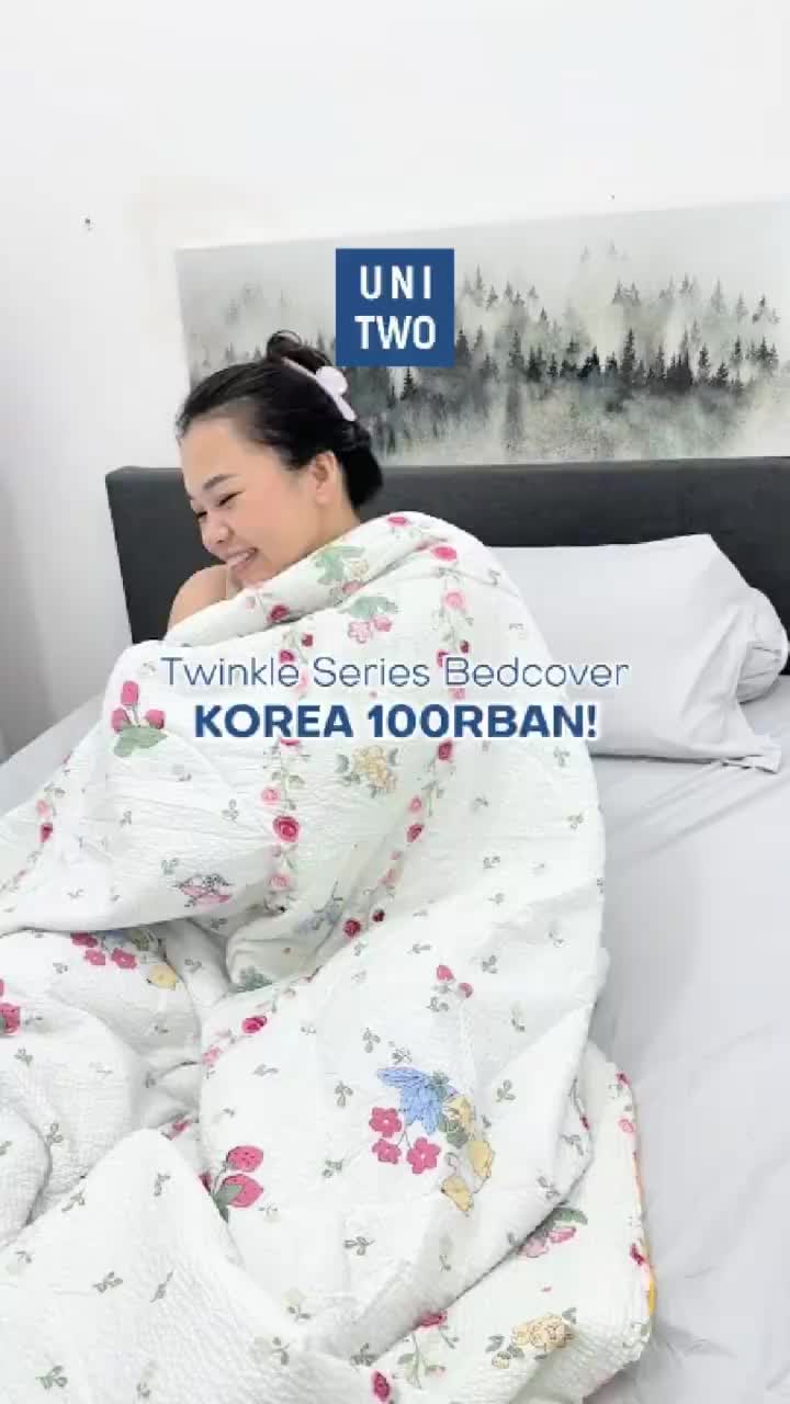 UNITWO ID [BED COVER ONLY] UNITWO Twinkle Series Bed Cover Korea Two Tone Airflow Crinkle Selimut Tidur Lembut Seersucker Motif Aesthetic 180X200 160X200 120X200