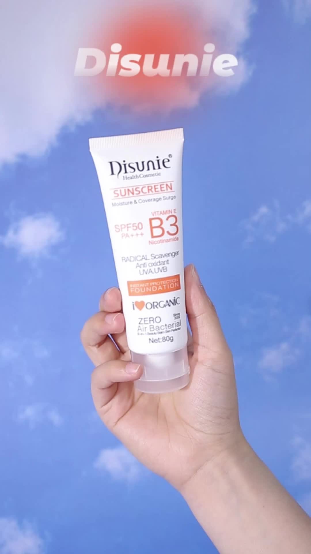 Disunie Nicotinamide Sunscreen 80g SPF50 PA+++Krim Sunblock Mencerahkan Hyaluronic Kering Wajah SPF 50 PA+++Waterproof Whitening Vitamin B3 kulit cerah muka Facial Hitam Hitam Facial Melembutkan