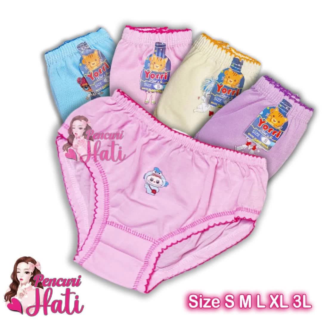 Lusin / 12 Pcs Celana Dalam Anak Perempuan CD anak Cewek Polos Motif Fashion