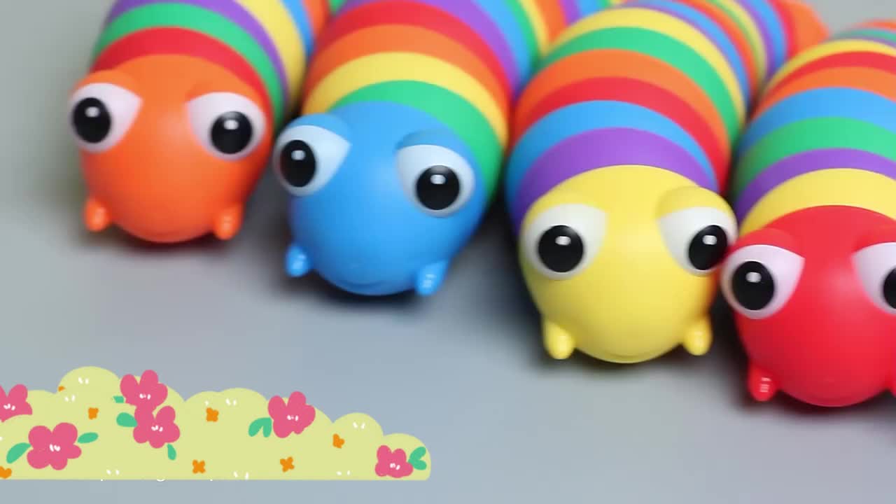 BAMBINO Mainan Caterpillar Fidget Slug Ulat Warna Warni Sensory Motorik Bayi Toys Anak-Anak mainan  stimulasi