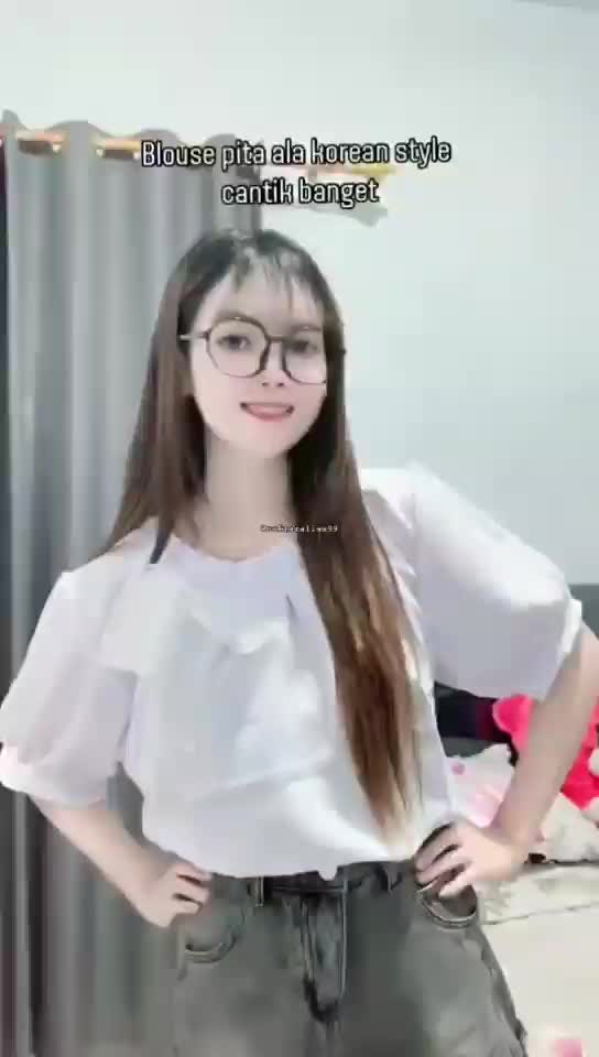 Atasan wanita Pita Lengan Pendek Model Korea Polos Kasual Formal Wanita atasan wanita kekinian Sifon