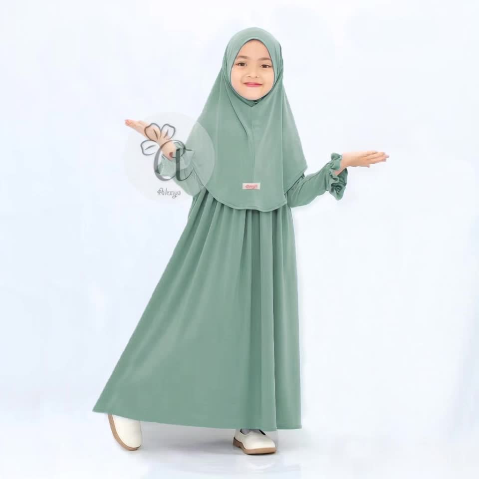 Gamis Anak Medina Satu Set Dengan Kerudung Bergo