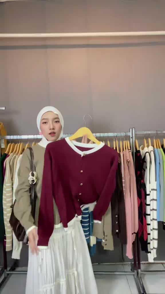 jaket rajut ariel tutowne unisex Pria Baju Panjang Knitwear Kerah Hitam