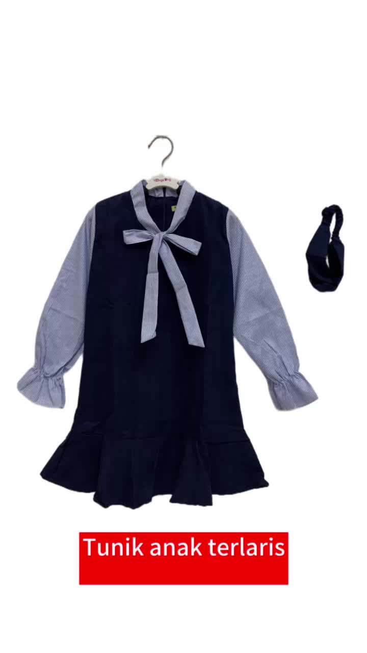 ASHERATANAHABANG TUNIK ANAK PEREMPUAM BAHAN BABY CODORAY PREMIUM UMUR 4 - 16 TAHUN DAN BANDANA  BISA COD Katun Kombinasi Muslim Panjang Baju Dress