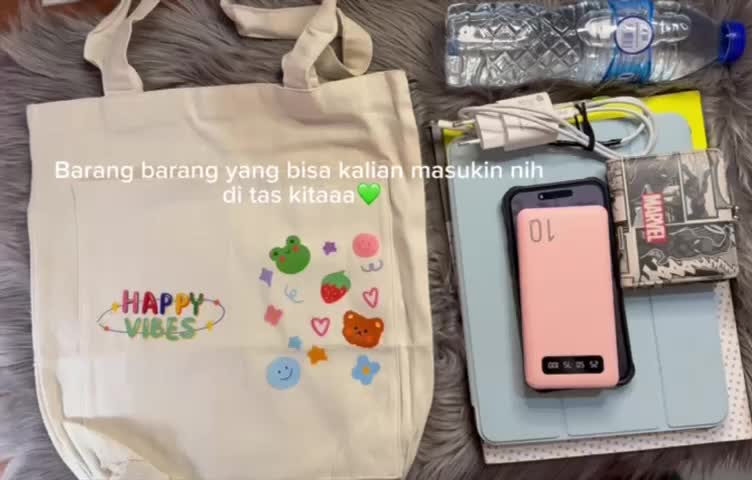 Totebag Kanvas Model Kantong Depan Muat Laptop Bisa COD Wanita