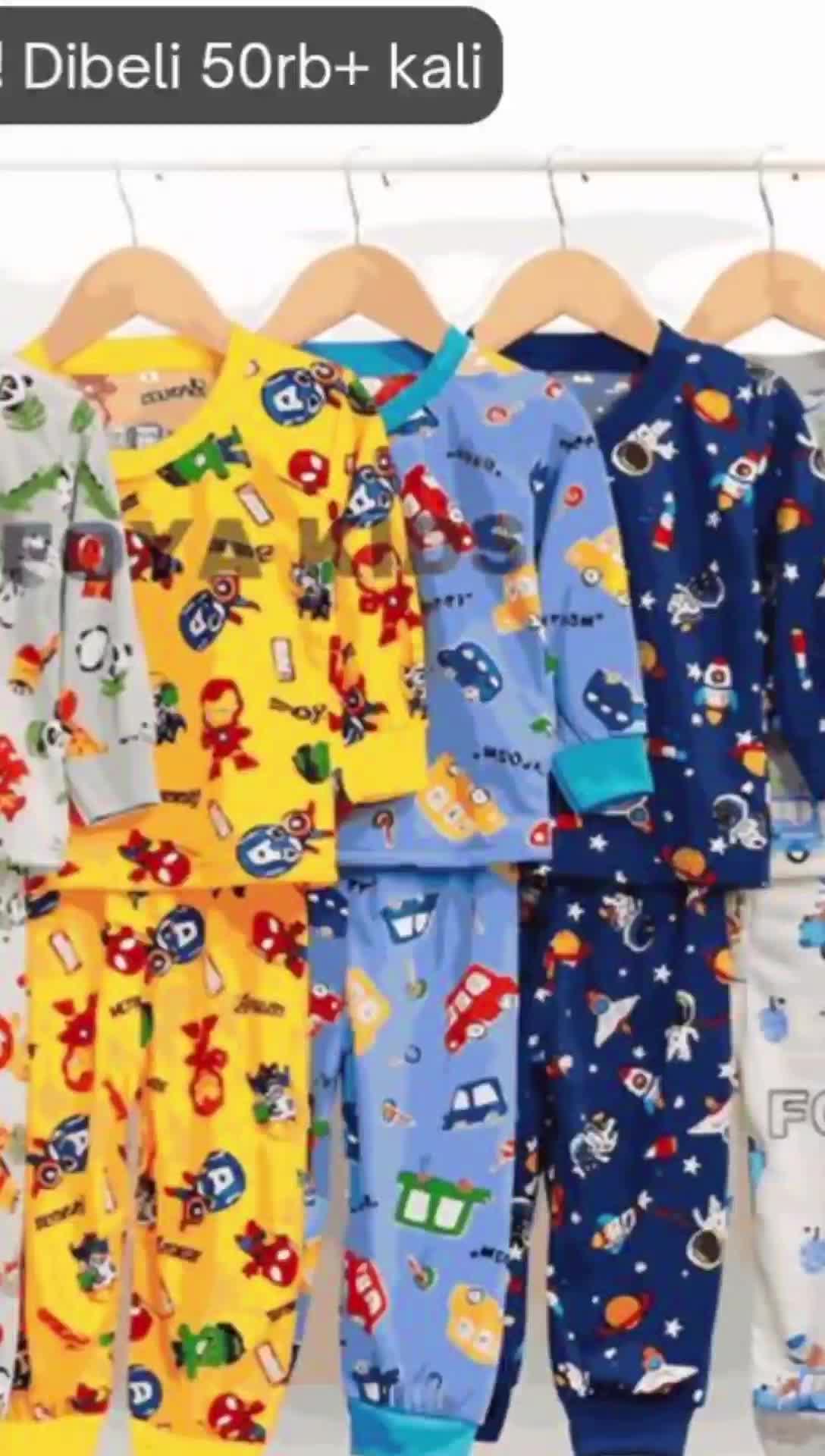 BISA COD setelan baju tidur anak  Piyama full gambar kartun Fashion
